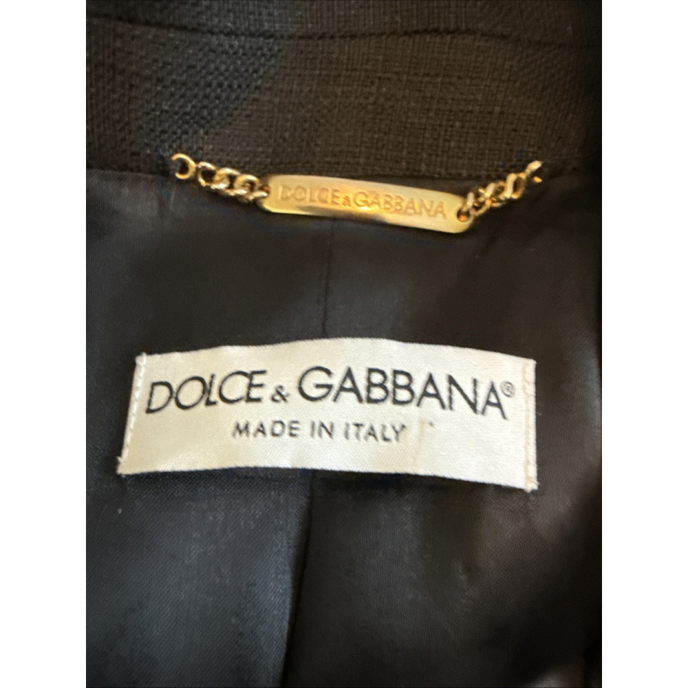 Dolce Gabbana Black Linen Blazer Jacket Size 48 Italy - Picture 4 of 8
